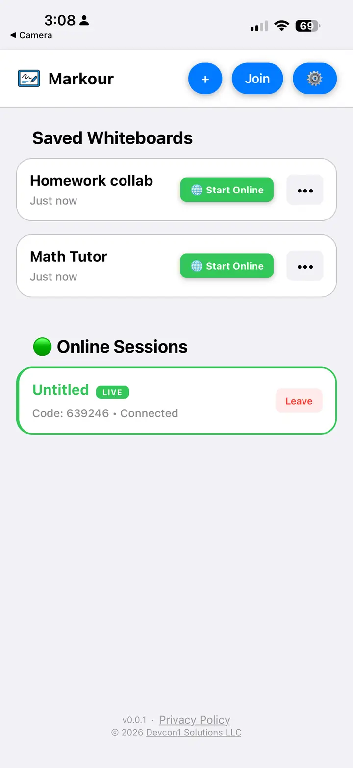 Markour app screenshot
